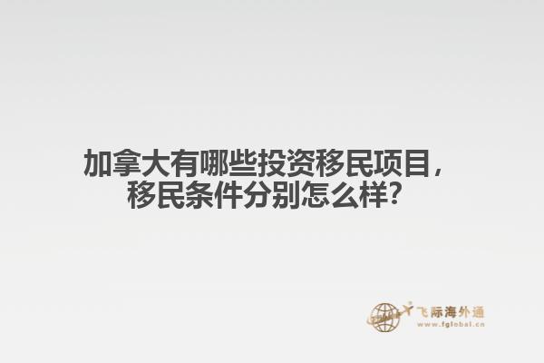 加拿大有哪些投資移民項目，移民條件分別怎么樣？