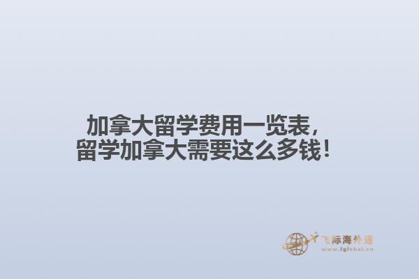 加拿大留學費用一覽表，留學加拿大需要這么多錢！