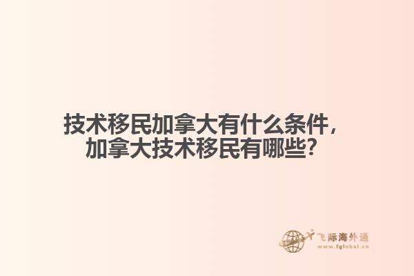 技術(shù)移民加拿大有什么條件，加拿大技術(shù)移民有哪些？