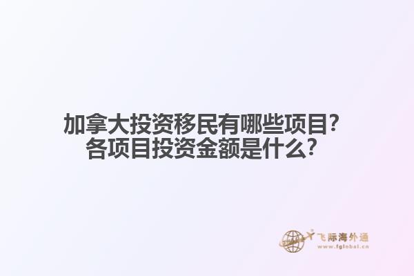 加拿大投資移民有哪些項(xiàng)目？各項(xiàng)目投資金額是什么？