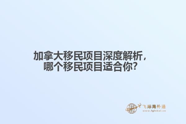 加拿大移民項目深度解析，哪個移民項目適合你？