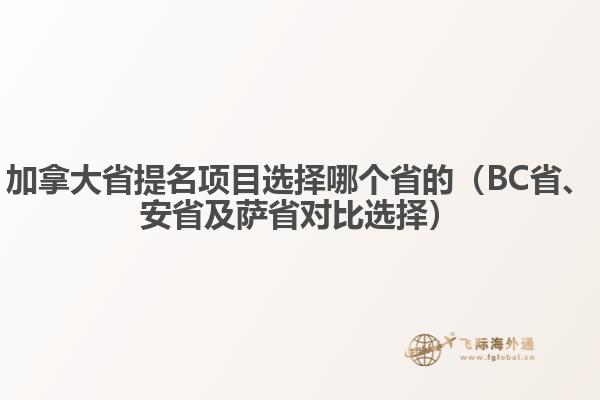 加拿大省提名項目選擇哪個省的（BC省、安省及薩省對比選擇）