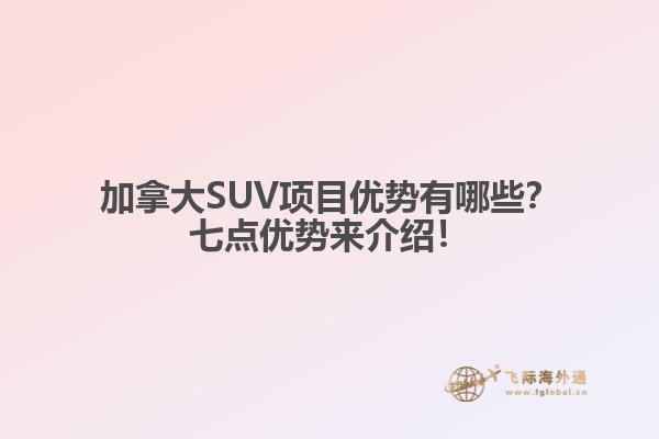 加拿大SUV項目優(yōu)勢有哪些？七點優(yōu)勢來介紹！