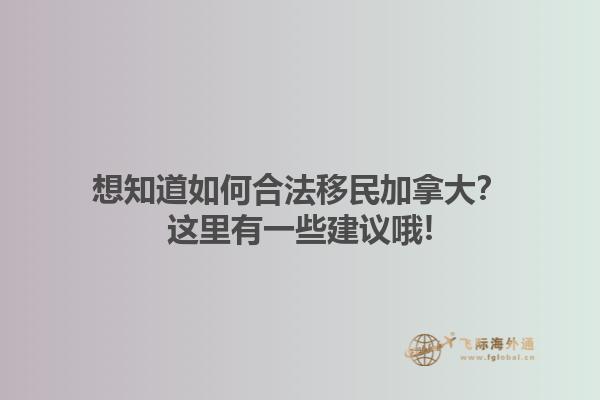 想知道如何合法移民加拿大？這里有一些建議哦!