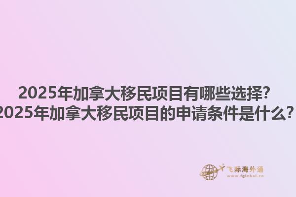 2025年加拿大移民項目有哪些選擇？2025年加拿大移民項目的申請條件是什么？