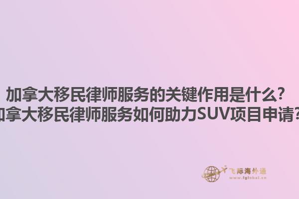 加拿大移民律師服務(wù)的關(guān)鍵作用是什么？加拿大移民律師服務(wù)如何助力SUV項(xiàng)目申請？