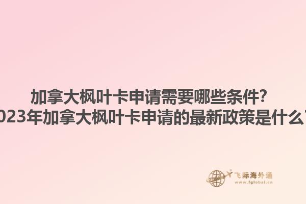 加拿大楓葉卡申請需要哪些條件？2023年加拿大楓葉卡申請的最新政策是什么？