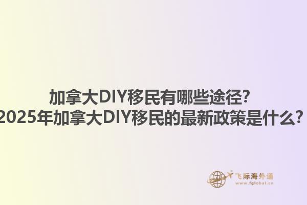 加拿大DIY移民有哪些途徑？2025年加拿大DIY移民的最新政策是什么？