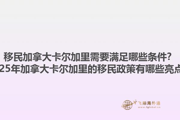 移民加拿大卡爾加里需要滿(mǎn)足哪些條件？2025年加拿大卡爾加里的移民政策有哪些亮點(diǎn)？