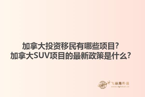 加拿大投資移民有哪些項目？加拿大SUV項目的最新政策是什么？
