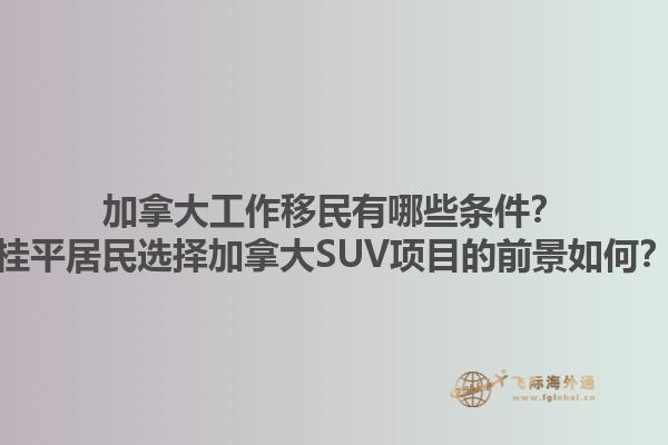 加拿大工作移民有哪些條件？桂平居民選擇加拿大SUV項(xiàng)目的前景如何？
