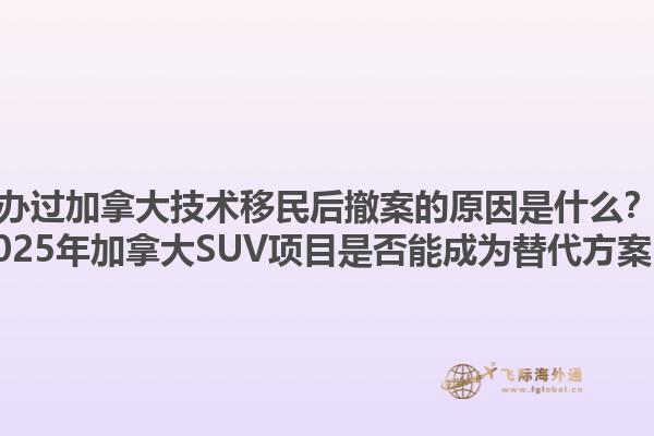 辦過(guò)加拿大技術(shù)移民后撤案的原因是什么？2025年加拿大SUV項(xiàng)目是否能成為替代方案？