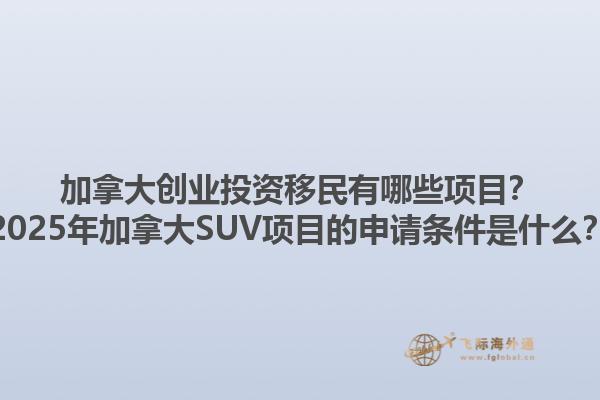 加拿大創(chuàng)業(yè)投資移民有哪些項目？2025年加拿大SUV項目的申請條件是什么？