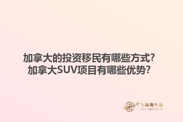 加拿大的投資移民有哪些方式？加拿大SUV項目有哪些優(yōu)勢？