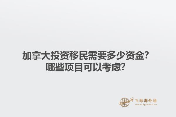 加拿大投資移民需要多少資金？哪些項目可以考慮？